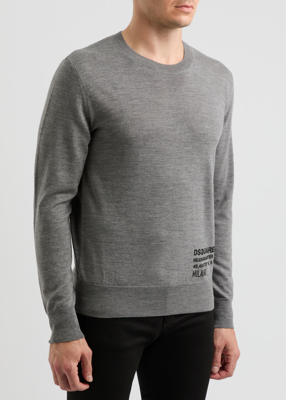 DSQUARED2 Logo-appliqué Wool Jumper Grey
