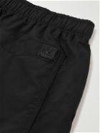 LOEWE - Leather-Trimmed Silk-Blend Shorts - Black