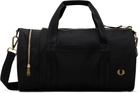 Fred Perry Black Textured Nylon Barrel Duffle Bag