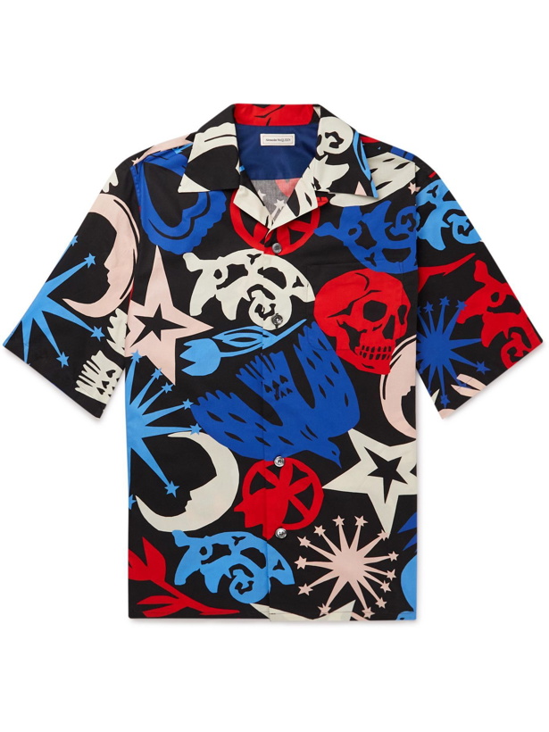 Photo: Alexander McQueen - Camp-Collar Printed Cotton Shirt - Black