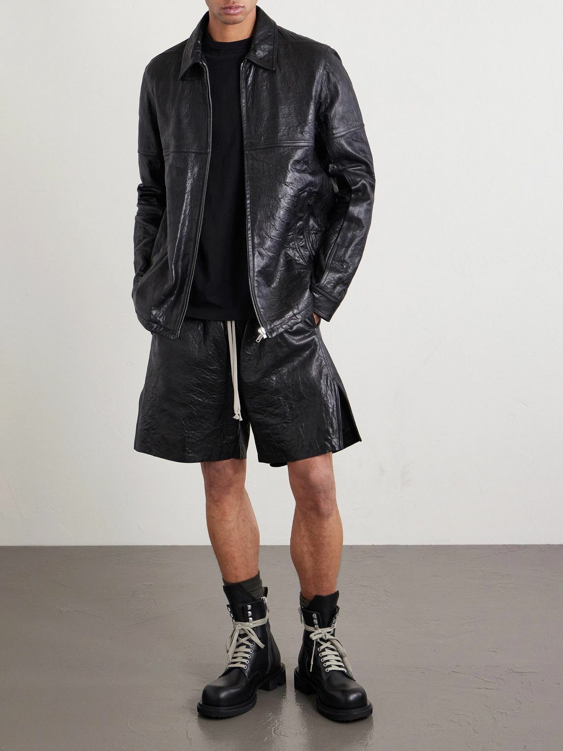 Rick Owens Black Leather Cyclops Biker Jacket Rick Owens