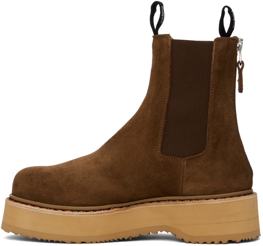 R13 Brown Single Stack Chelsea Boots