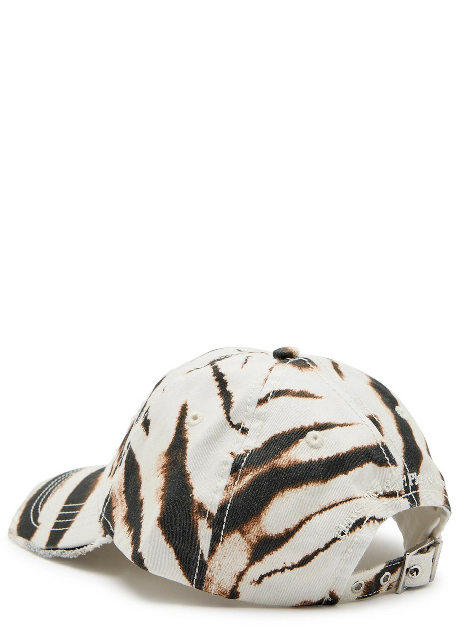 Ganni Logo-appliqué Zebra-print Cotton cap - Cream - One Size