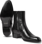 SAINT LAURENT - Wyatt Croc-Effect Leather Chelsea Boots - Black
