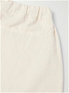 Alanui - Akasha Wide-Leg Embroidered Pinstriped Cotton-Blend Drawstring Shorts - Neutrals