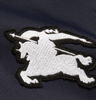 Burberry - Logo-Appliquéd Striped Satin and Twill Bomber Jacket - Navy