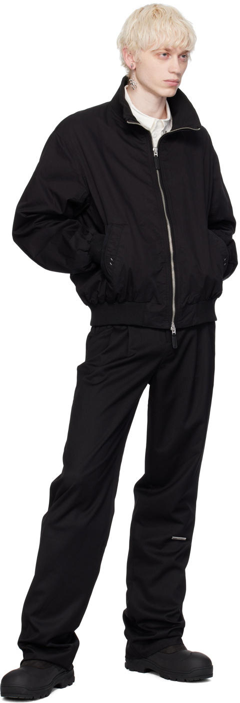C2H4 Black Trailblazer Pleated Turn-Up Tailor Trousers