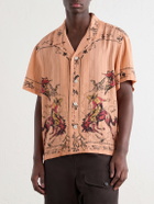 BODE - Bronco Buster Camp-Collar Printed Silk-Jacquard Shirt - Orange