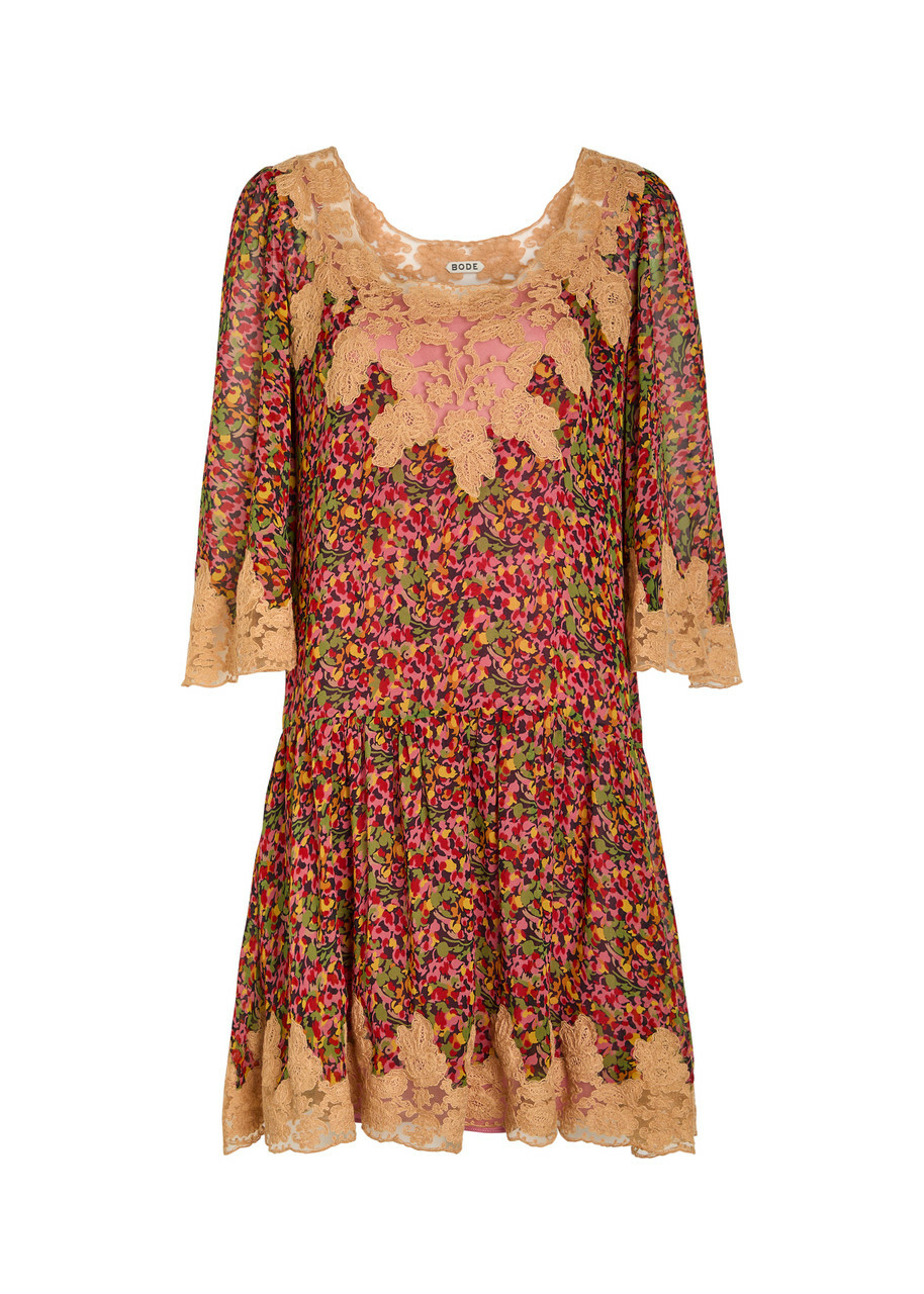 Bode Confetti Floral Silk Mini Dress Multicoloured 1