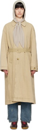 OPEN YY Beige Detachable Scarf Trench Coat