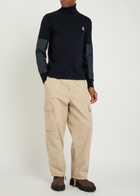 Moncler Grenoble Panelled Roll-neck Wool-blend Jumper Navy