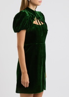 Kitri Josette Cut-out Velvet Mini Dress Dark Green