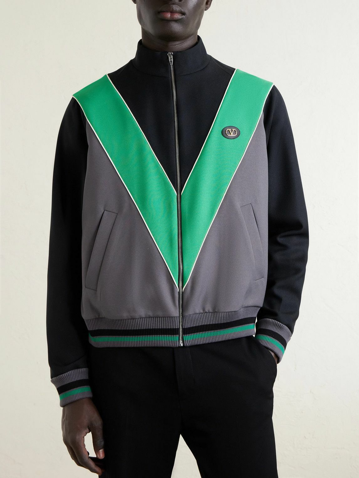 Valentino Garavani - Logo-Appliquéd Jersey Track Jacket - Black