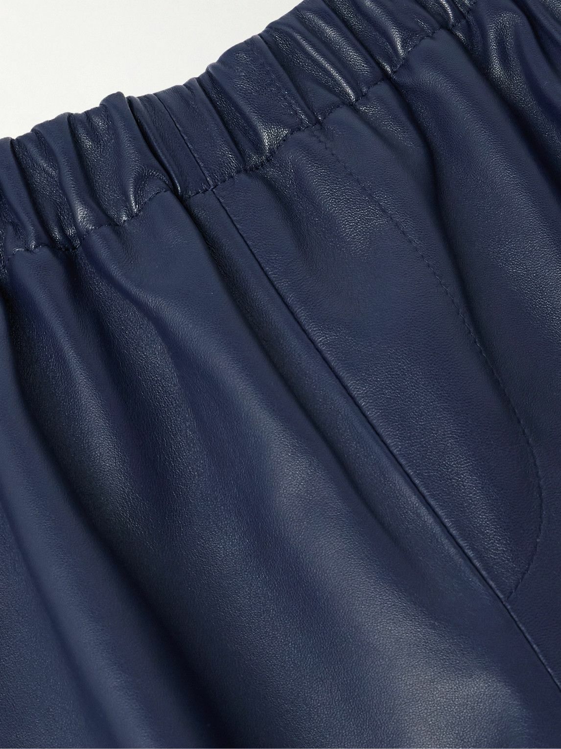 Marni - Straight-Leg Striped Leather Trousers - Blue