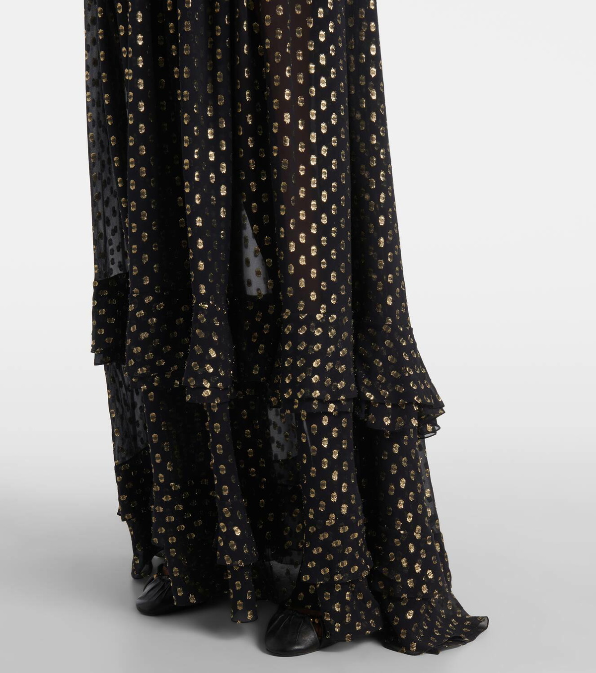 Chloé Polka-dot jacquard silk-blend lamé gown