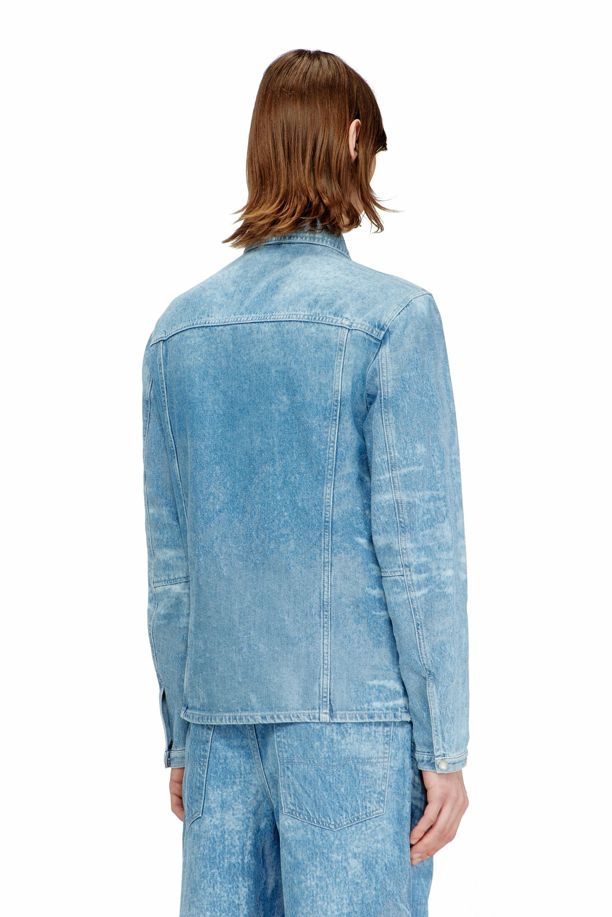 Diesel Jacket in satin denim - Denim Jackets Mens in Blue