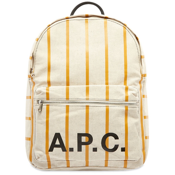 Photo: A.P.C. Pinstripe Logo Backpack