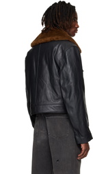 Enfants Riches Déprimés Black 'Hotrod' Shearling Collar Jacket