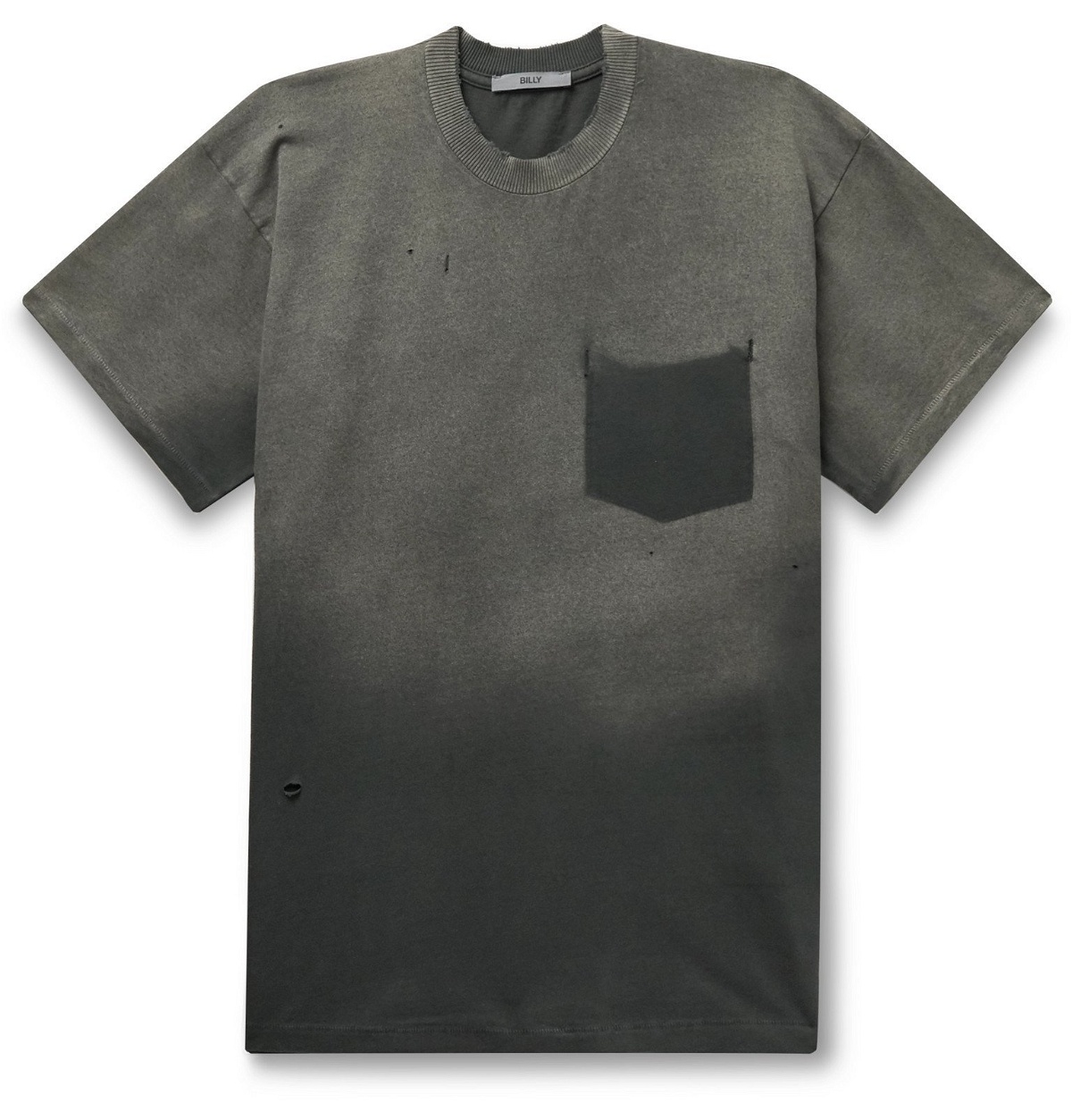 Photo: BILLY - Marshall Distressed Bleached Cotton-Jersey T-Shirt - Gray