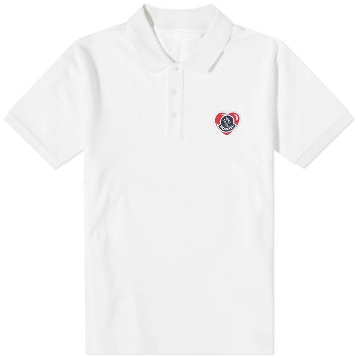 Photo: Moncler Men's Heart Logo Polo Shirt in White