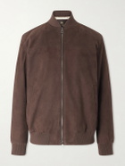 Loro Piana - Ivy Padded Suede Bomber Jacket - Brown