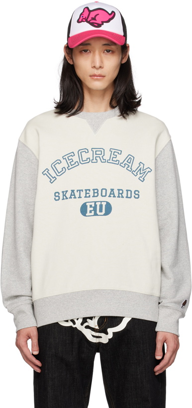 Photo: ICECREAM Off-White & Gray Collegiate Sweatshirt