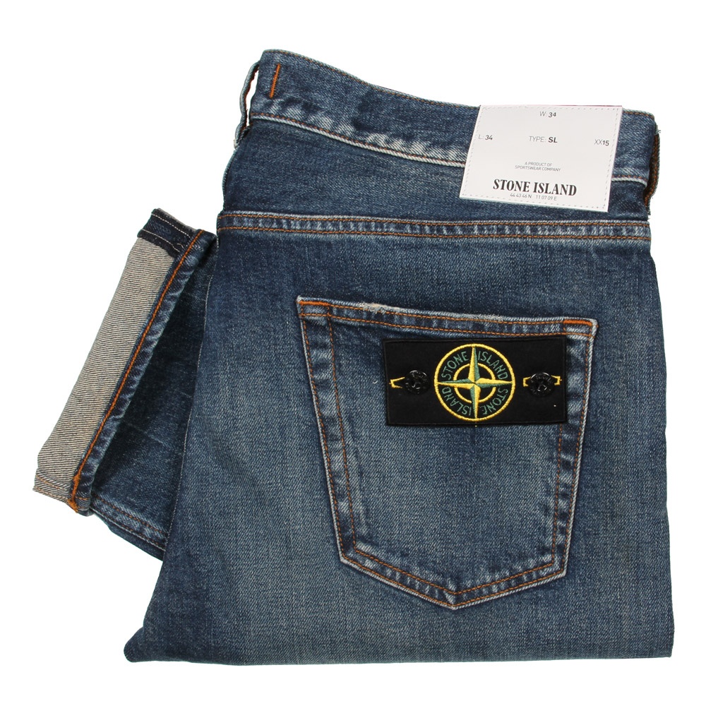 Macadam Leeds paspoort Slim Fit Jeans - Used Denim Stone Island