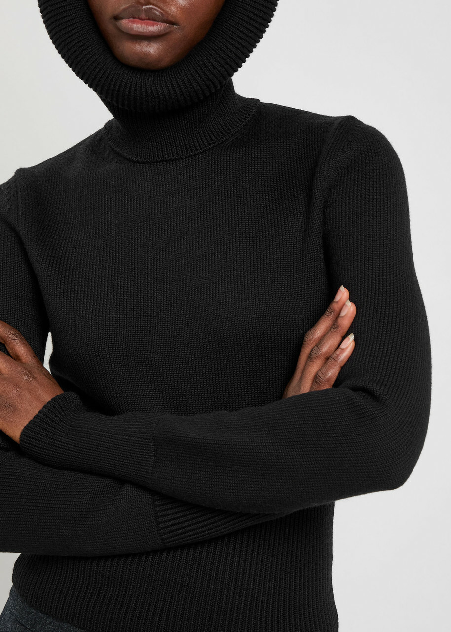 Alaïa Hooded Wool-knit Jumper Black