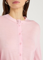 Courrèges Buckle Fastening Merino Wool Cardigan Light Pink