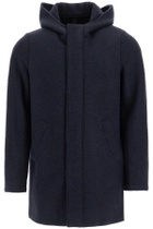 HARRIS WHARF LONDON hooded wool coat in boiled wool Blue