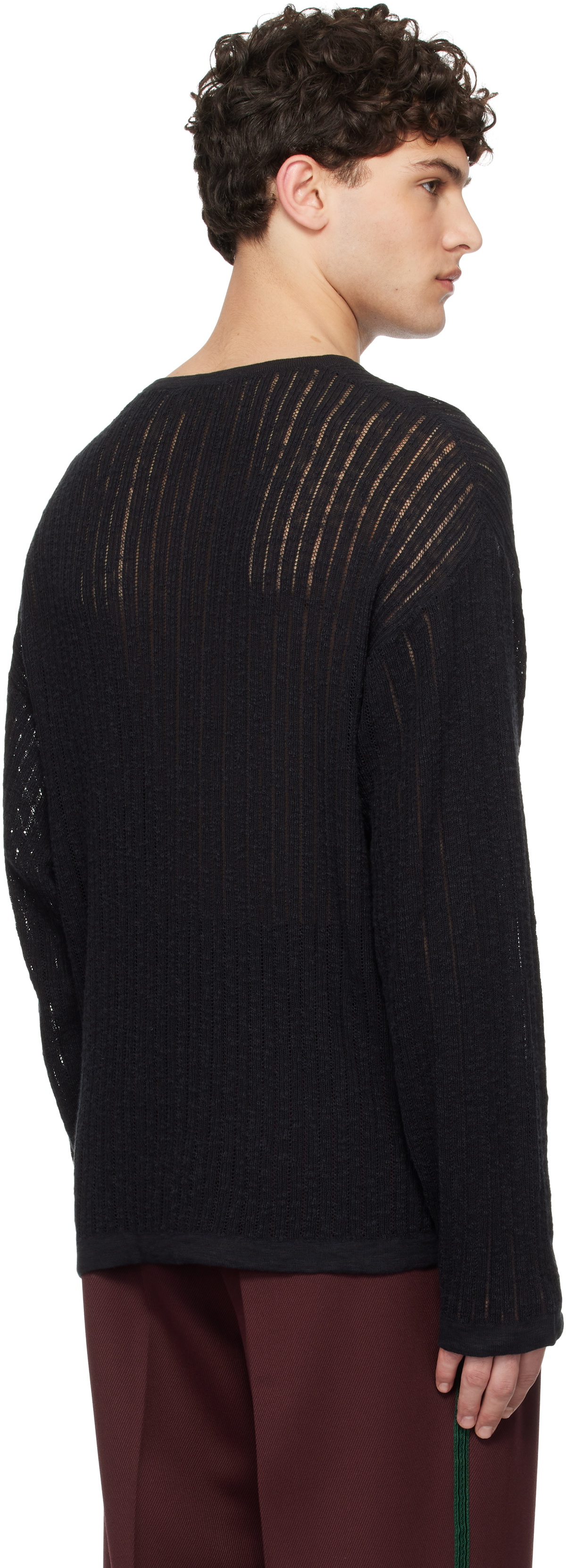 COMMAS Black Pointelle Knit Sweater