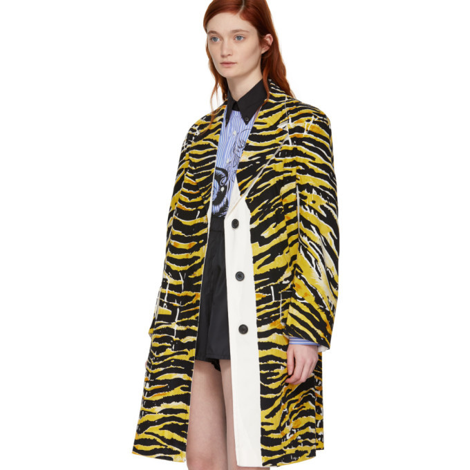 Prada Multicolor Tiger Print Misty Patch Coat Prada