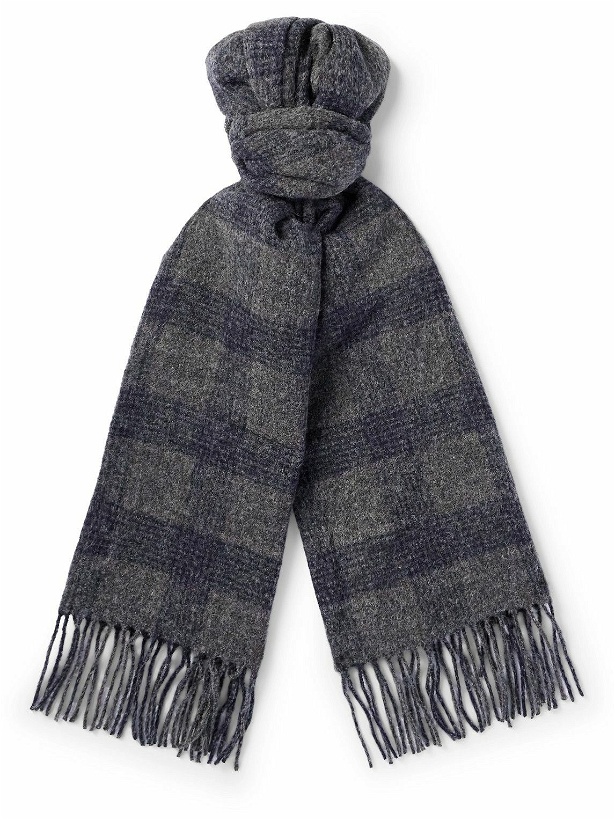 Photo: Brunello Cucinelli - Fringed Checked Knitted Scarf