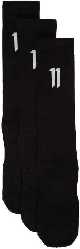 Photo: 11 by Boris Bidjan Saberi Three-Pack Black Logo '11' Socks