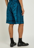 Versace Printed Silk Shorts Blue