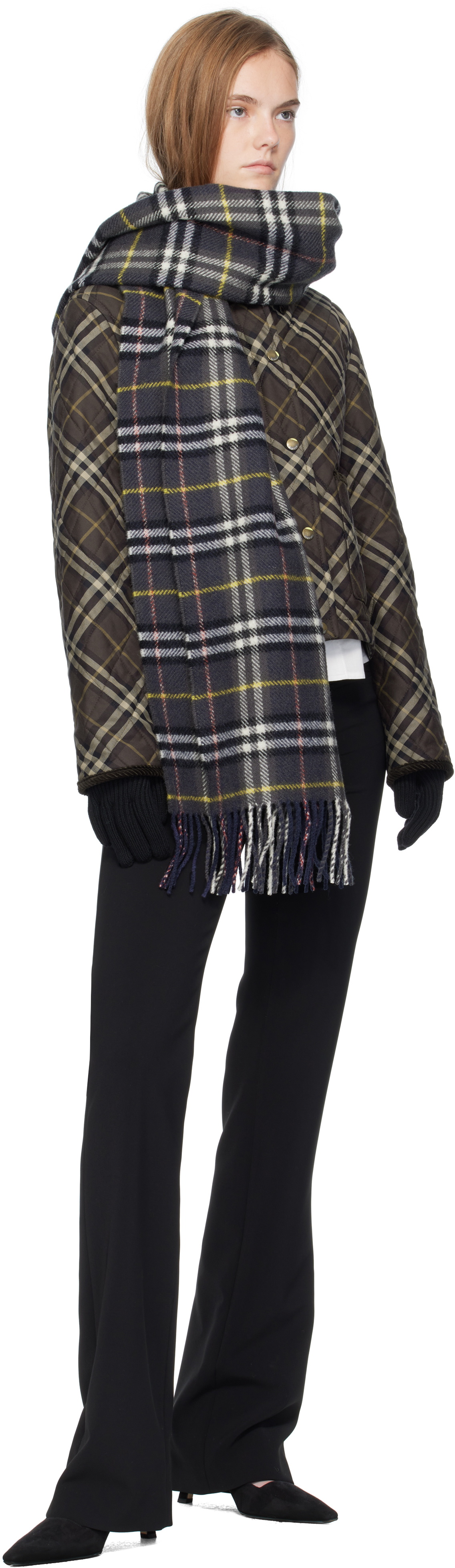 Burberry Black Logo Patch Wool Gloves