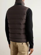 TOM FORD - Slim-Fit Full-Grain Leather-Trimmed Quilted Stretch-Shell Down Gilet - Brown