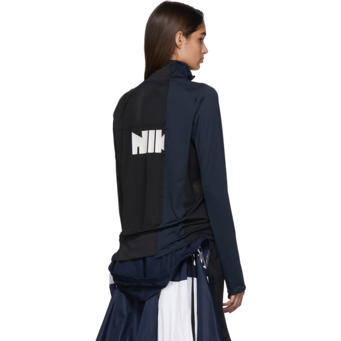 NIKE sacai ネイビー フード付き ナイロンジャケット 中古・古着通販】NIKE (ナイキ) sacai (サカイ) Double-Zip Jacket