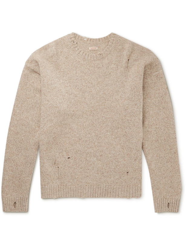 Photo: KAPITAL - Distressed Intarsia Wool Sweater - Neutrals