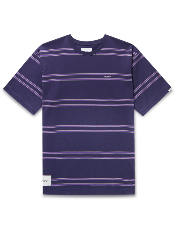 Photo: WTAPS - Jam Striped Cotton-Jersey T-Shirt - Blue