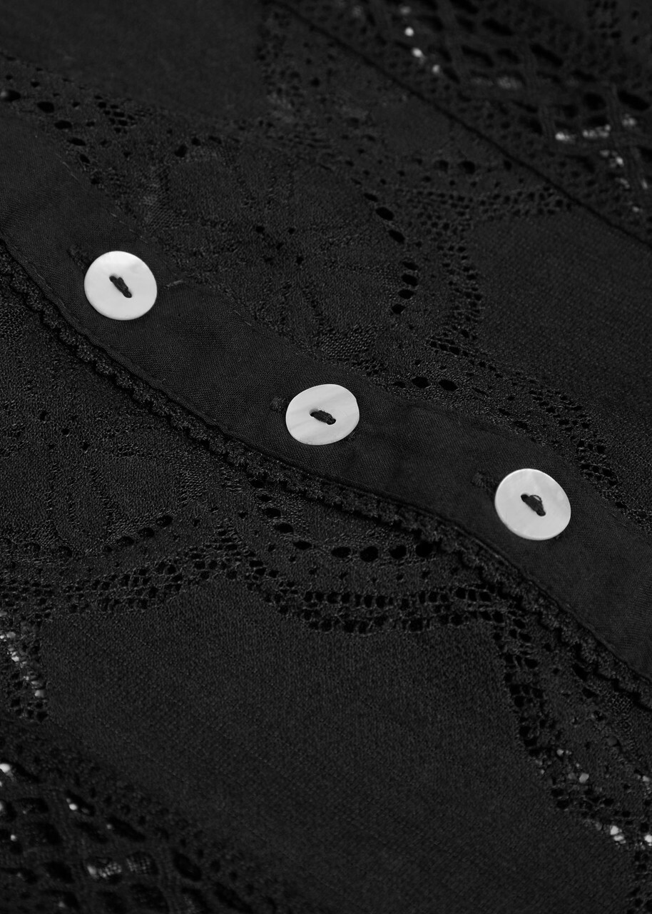 Free People Jae Lace-cutwork Cotton-blend top Black