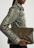 Saint Laurent Envelope Grained Leather Pouch - Khaki - One Size