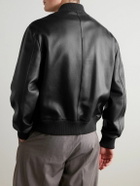 Mr P. - Full-Grain Leather Bomber Jacket - Black