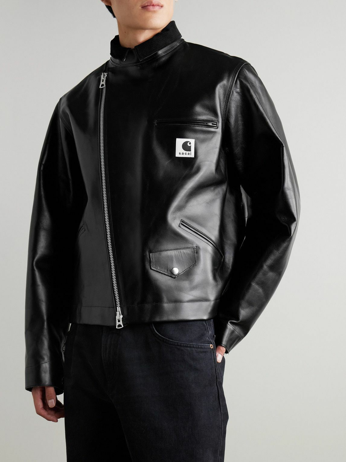 Sacai - Carhartt WIP Cotton Corduroy-Trimmed Leather Jacket