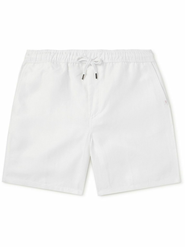 Photo: Derek Rose - Sydney 1 Straight-Leg Linen Drawstring Shorts - White