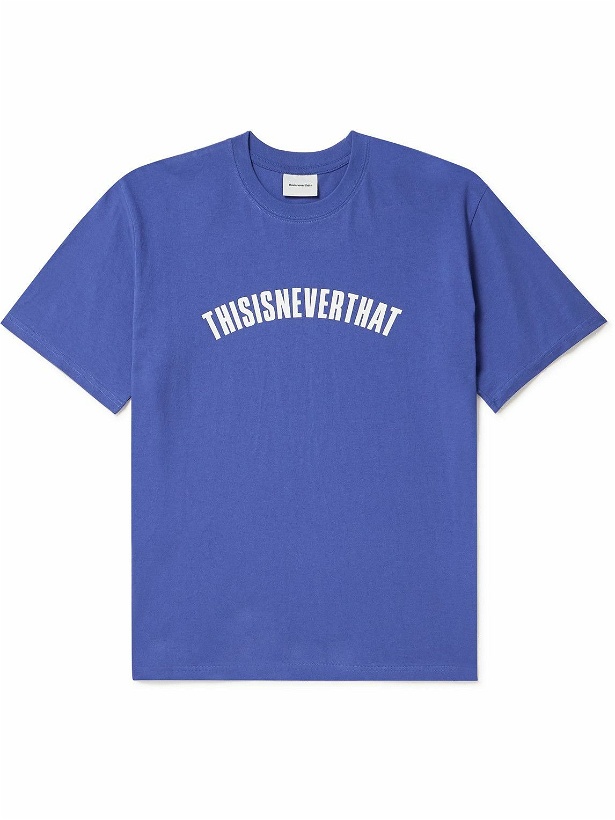 Photo: thisisneverthat - New Arc Logo-Print Cotton-Jersey T-Shirt - Purple