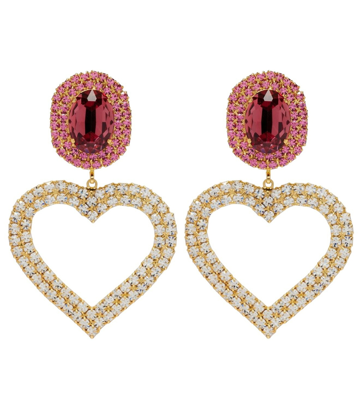 Magda Butrym Gold & Pink Flower Crystal Earrings Magda Butrym