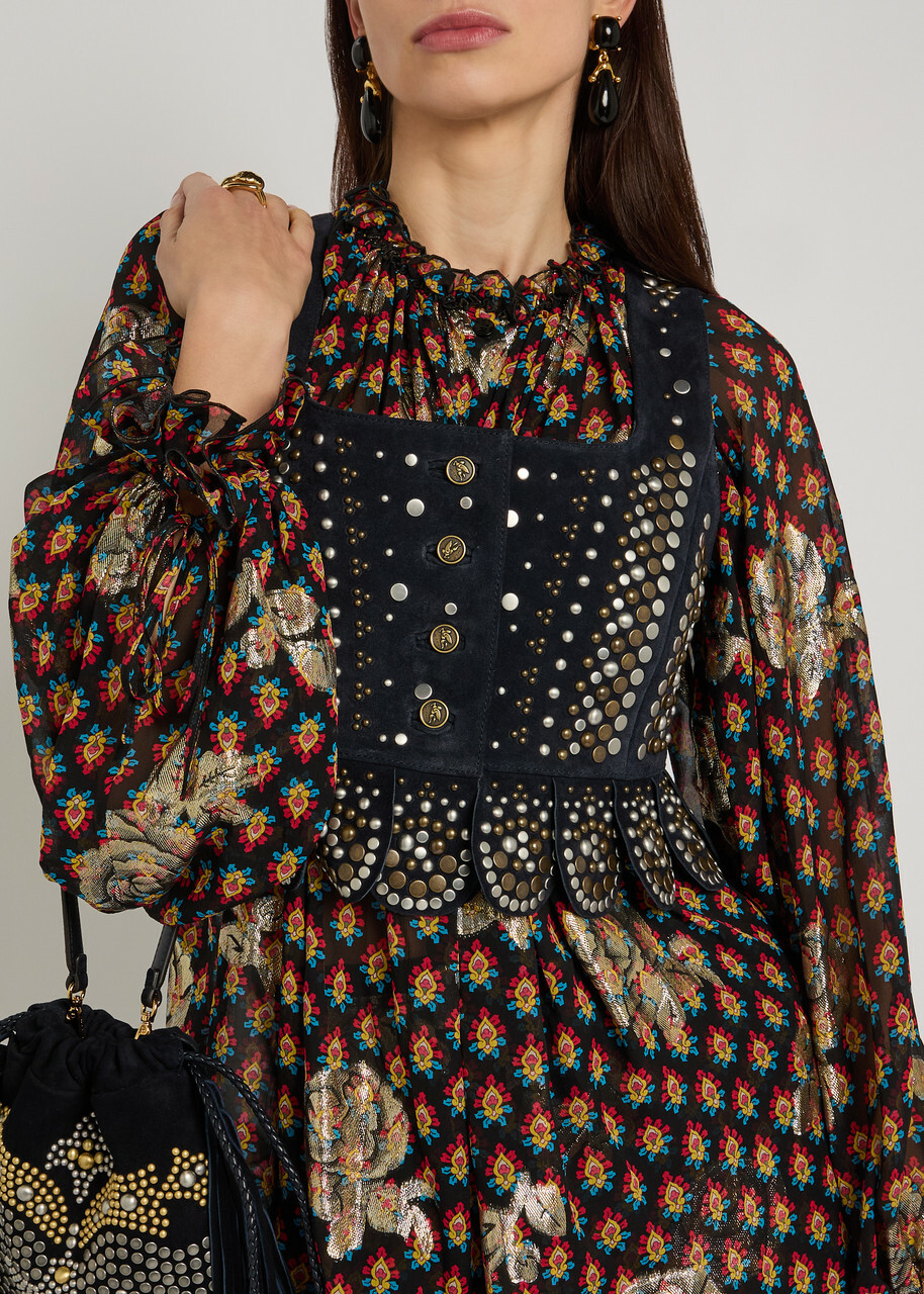 Etro Embellished Suede top Light Blue