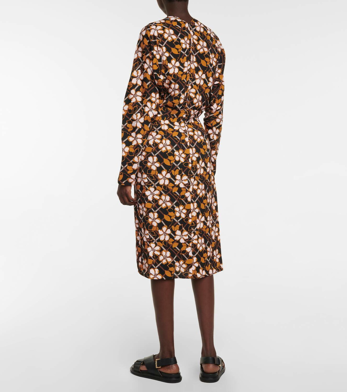 Marni Floral-printed pleated midi dress