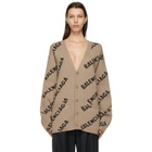 Balenciaga Beige and Black Allover Logo Cardigan